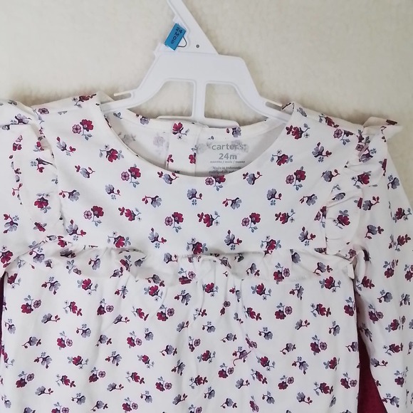 Carter's Baby 3-Peice Sweater‎ Set Size 24mo in Pink, Gray, White w/ Flowers - Picture 5 of 10